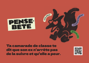 Carte de scénario : Ta camarade de classe te dit que son ex n’arrête pas de la suivre et qu’elle a peur.