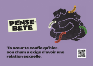 Carte de scénario : Ta sœur te confie qu’hier, son chum a exigé d’avoir une relation sexuelle.