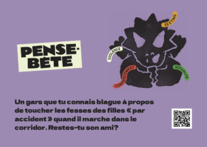 Carte de scénario : Un gars que tu connais blague à propos de toucher les fesses des filles « par accident » quand il marche dans le corridor. Restes-tu son ami?